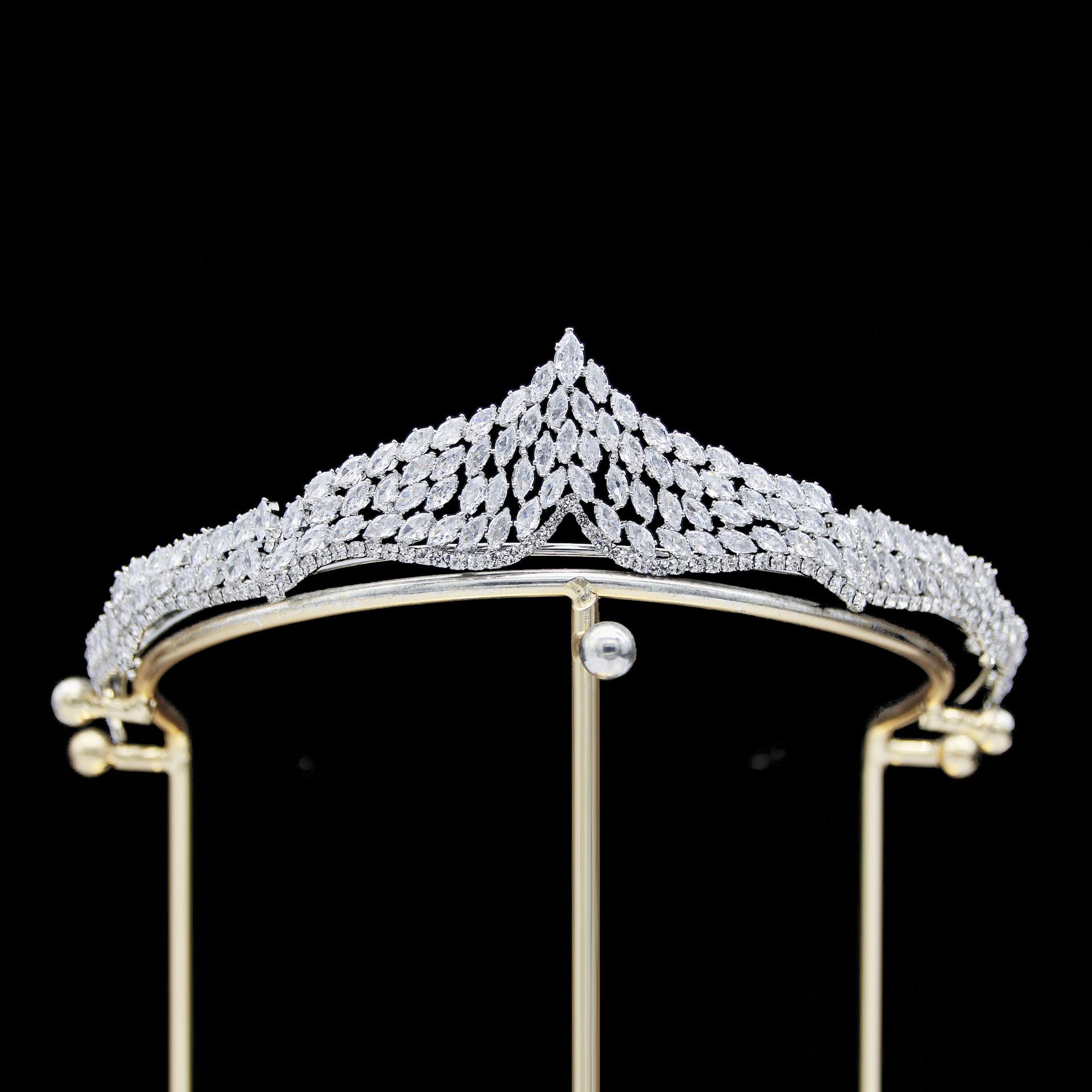 

Новая европейская и американская циркониевая свадебная корона-украшение для головы, металлическое гальваническое покрытие, корейский стиль, бриллиантовая корона, свадебные аксессуары для волос