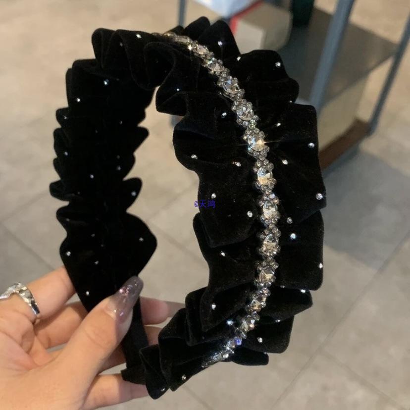 Diamond-Studded Starry Night Retro Headband: Feminine Luxury French Hair Accessory