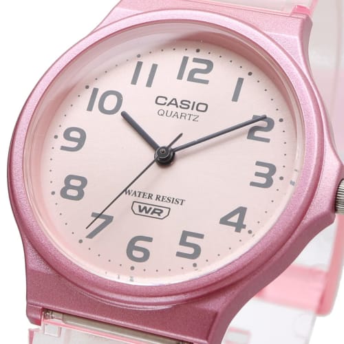 Casio Casio Standard Cheap Casio Pop Women's Quartz Analog Watch with 3 Hands, Resin, Pink Skeleton, MQ-24S-4B