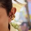 Yori Geometric Line Ear Clip Earrings Golden Stainless Steel Holiday Beach Summer Daily Rust Prevention Jewelry New