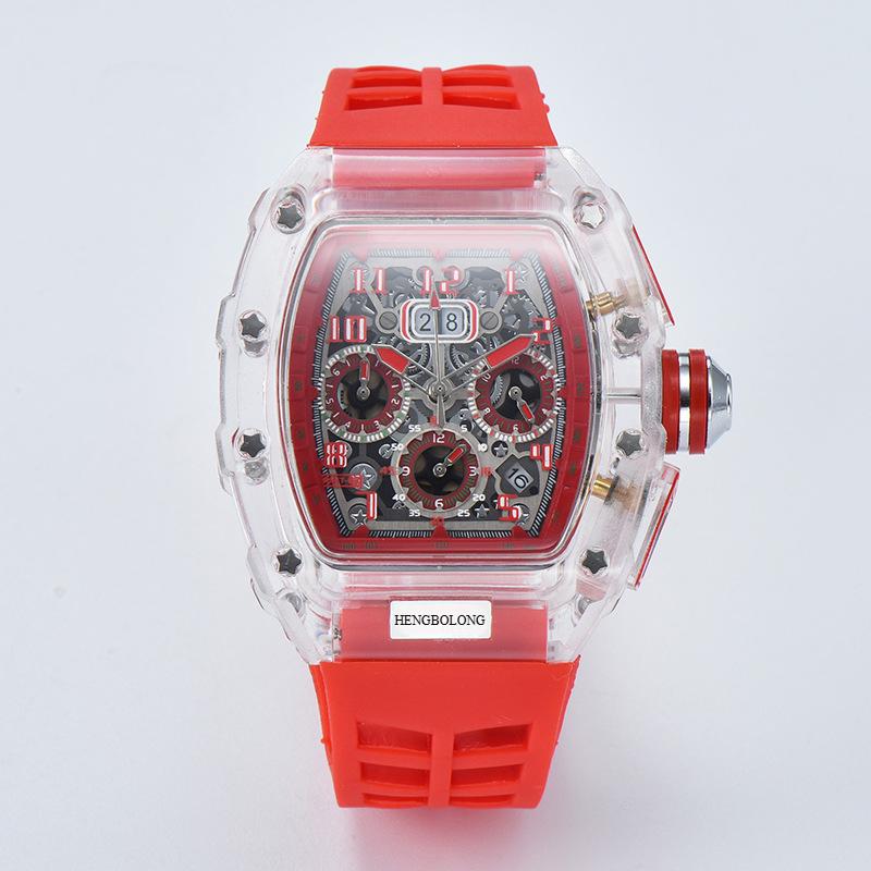 2025new Spot, Six-pin Multi-functional Running Second Engraving Hollow Quartz Watch, Unisex Watch