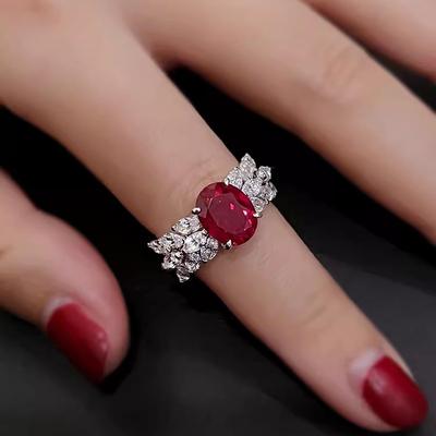 Retro Wide Wing Dove Blood Red Corundum Adjustable Ring Suitable For Women's Daily Party Fashion Jewelry