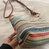 Women's Striped Woven Straw Tote Bag - Lightweight Large Capacity with Detachable Coin Purse & Zip Closure for Beach Vacation