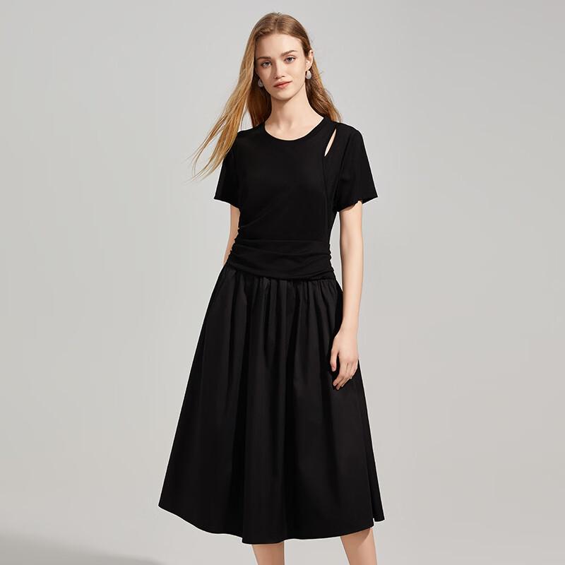 Tatu Spliced Short Sleeve Midi Dress L