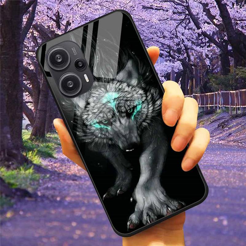 For Xiaomi Poco F5 5G / F5Pro Case Tempered Glass Lake Moon Hard Phone Cover for POCO F5 Pro Capas Funda on PocoF5 Luxury Coque