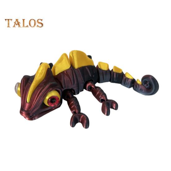 

3D Printed Chameleon Figurine Movable Eyes Mini Lizard Figure Articulated Animal Model Toy Home Office Bookshelf Desktop Decoration Ornament червоний колір чорний
