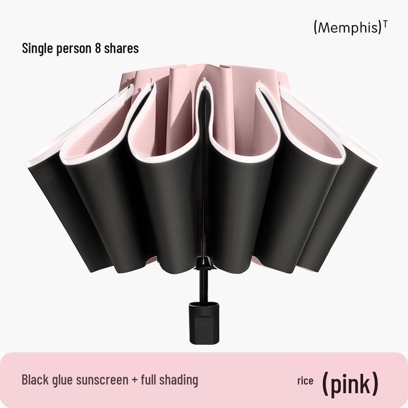 72-Rib Automatic Ring Buckle Umbrella: Portable, Reinforced, Dual-Use for Sun & Rain, Folding Hook Design for Men & Women