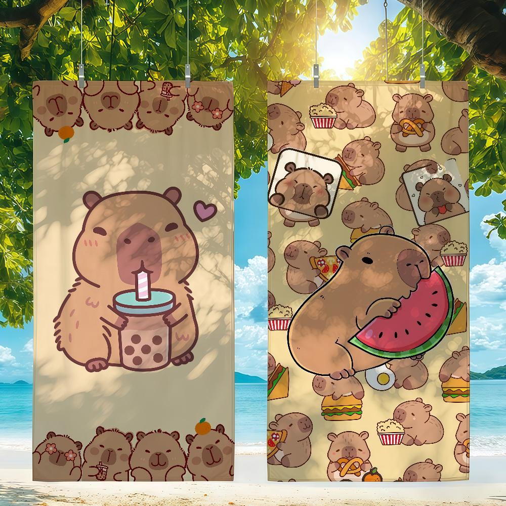 Süßes Capybara-Tier Großes Handtuch Schnelltrocknend Strandhandtücher Sind Geeignet Für Schwimmbäder Camping Yoga Und Das Fitnessstudio