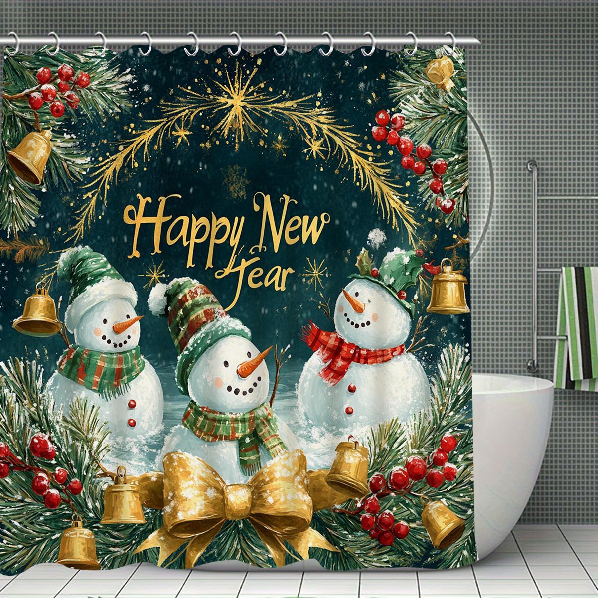 

Рождество С Новым годом 4 шт. Рождественские украшения Набор шторки для душа, Водонепроницаемая шторка для душа, Коврик для ванной, Туалет 90x180cm