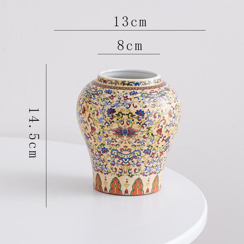 Chinese Retro Blue and White Porcelain Flower Vase Ceramic Handicrafts Flowerpot Desktop Storage Can Home Decoration