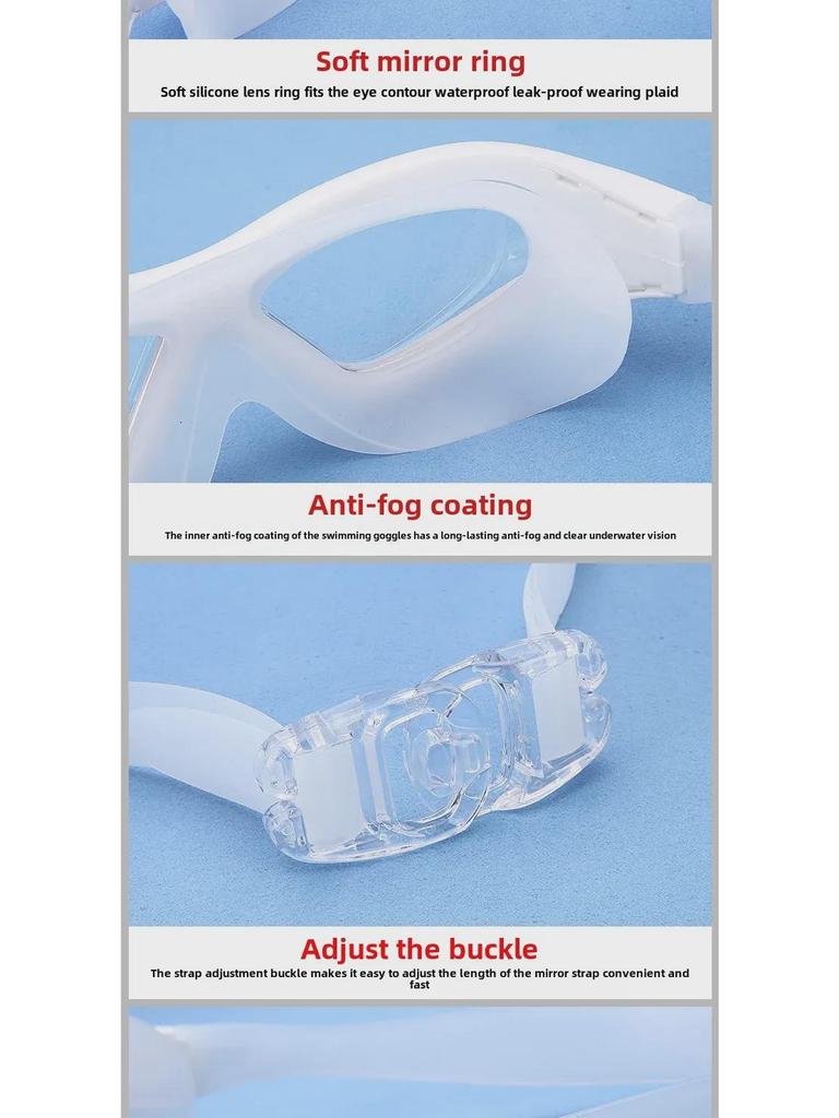 Liku HD Anti-Fog Waterproof Myopia Swimming Goggles - Non-Binding, Unisex, Electroplated.