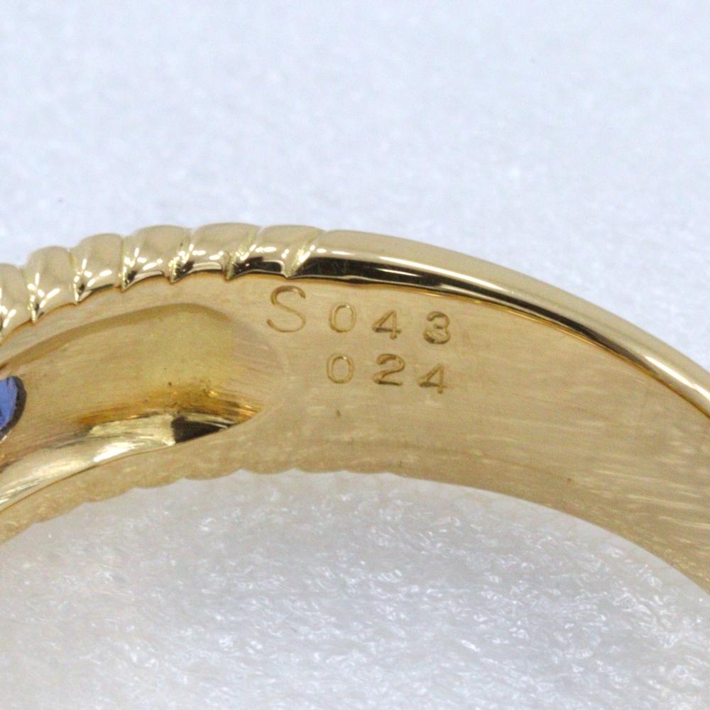 Ring K18 Yellow Gold/sapphire/diamond #6.8(US Size) 6.2g Women Used