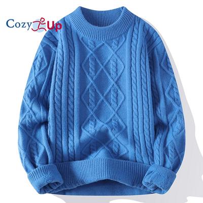 Men's Casual Crewneck Cable Knit Sweater Long Sleeve Fashion Twist Patterned Pullover Sweater