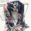 Whimsical Camellia Print Chiffon Scarf - Soft, Breathable & Versatile Shawl for Women - Perfect for All Seasons, Polyester Fiber, Elegant Accessory