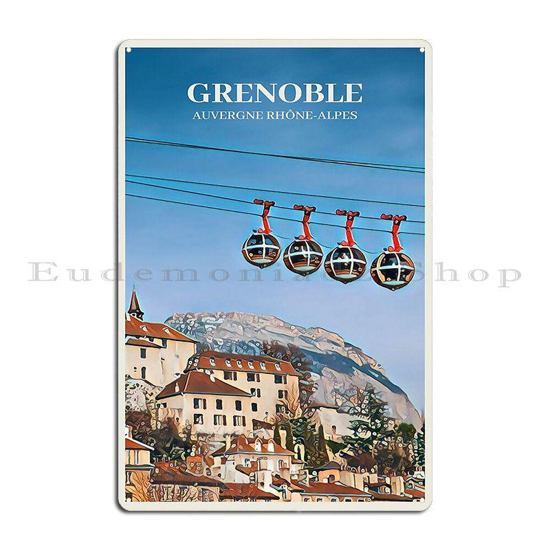 

Visit Grenoble Metal Signs Garage Club Printed Funny Decoration Garage Tin Sign Poster 20x30cm（7.8x11.8inch）