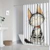 Cute Cartoon Kitten Shower Curtain Machine Washable All Season Waterproof Privacy Protection 2D Print Animal Design Adorable