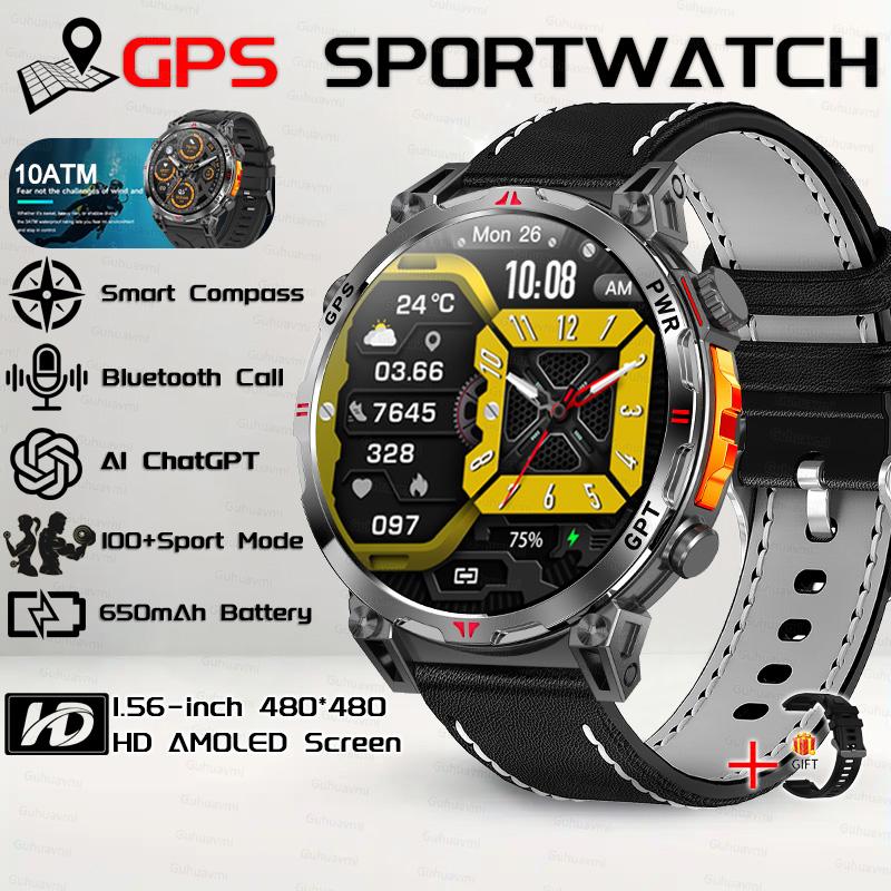 New Military Outdoor GPS SmartWatch Built in GPS Compass Altimeter Barometer 10ATM Waterproof 650mAh Sports Bracelet Men