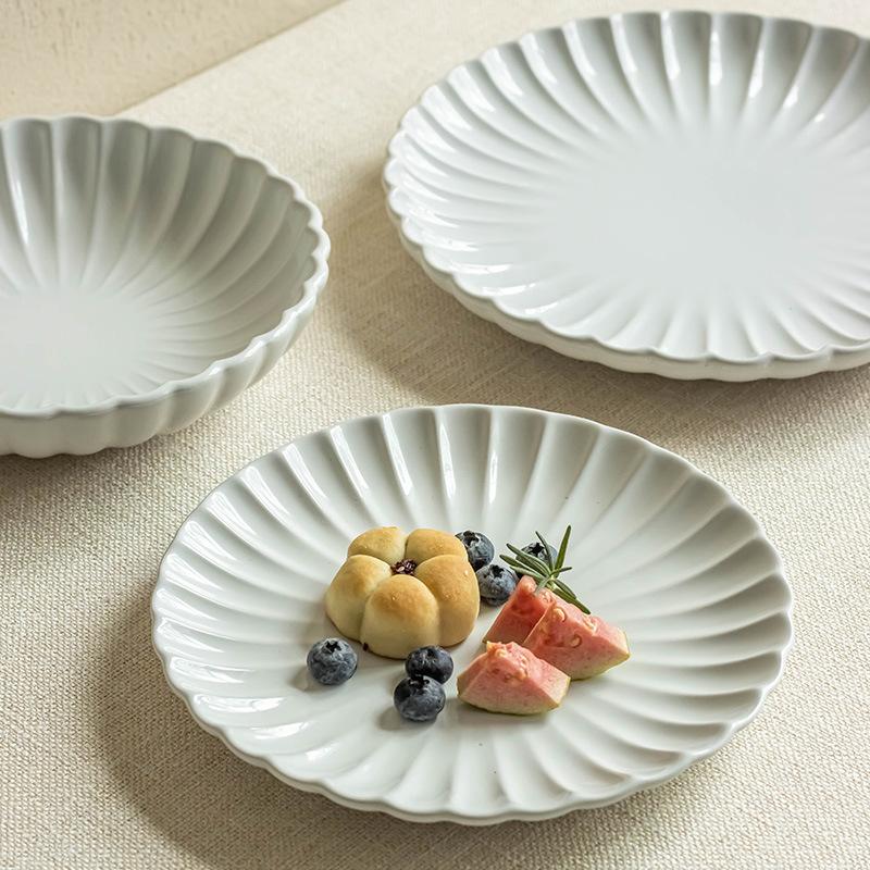 Simple Style Ceramic White Plate, Household Tableware Creative Dish Plate, High-End Western Dish Plate, Slight Flaws