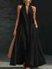 European and American new summer women's casual solid color V-neck dress skirt