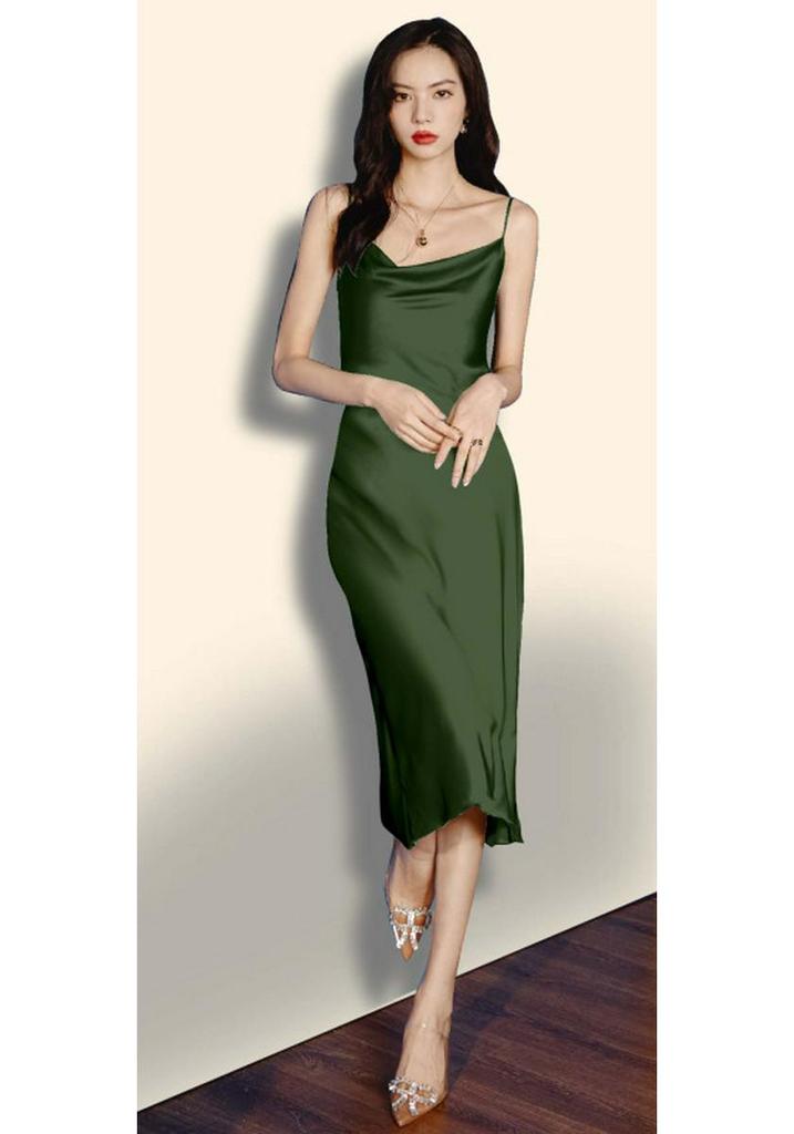 Yaoting Women's Summer Satin Chiffon Nightgown - Silk Camisole Cowl Neck Homewear 2878