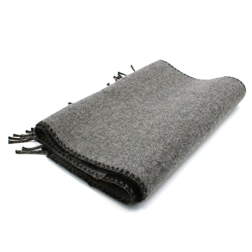 Used Gucci 715497 4GAAA 1360 Stole Muffler Scarf Wool Cashmere Interlocking G Logo Fringe Men's Women's Black Light Gray