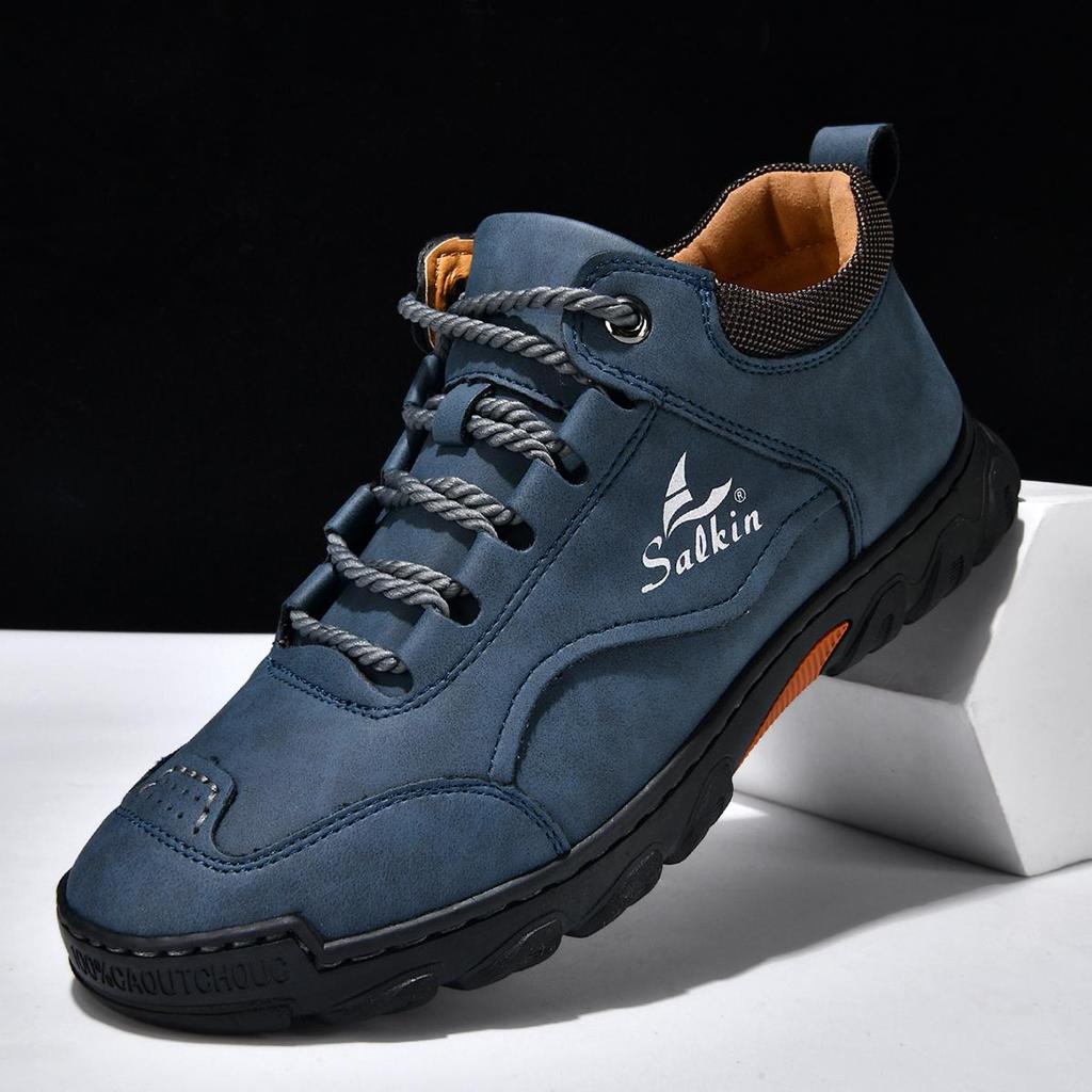 Hand-stitching Leather Men Boots Split Leather Shoes Men Ankle Boots For Men Casual Shoes Large Size Tooling Shoes