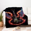 "Angel Wings Electric Guitar - Flame Design"Blanket Flannel Throw Blanket for Sofa, Bed, Travel, Camping, Office