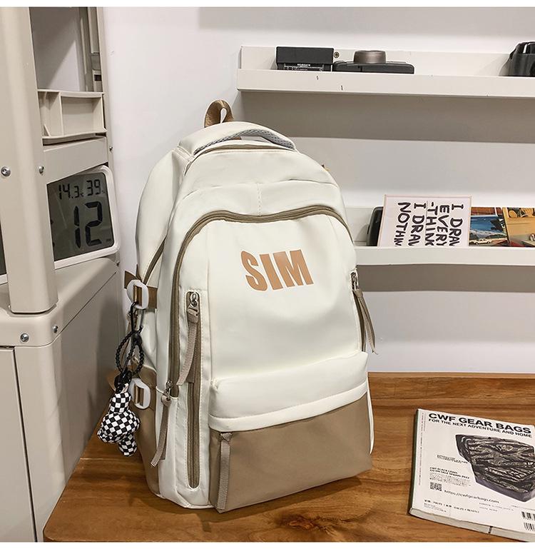 Zaino Color Block di Grande Capacità - Stile Coreano per Studenti delle Medie e Universitari