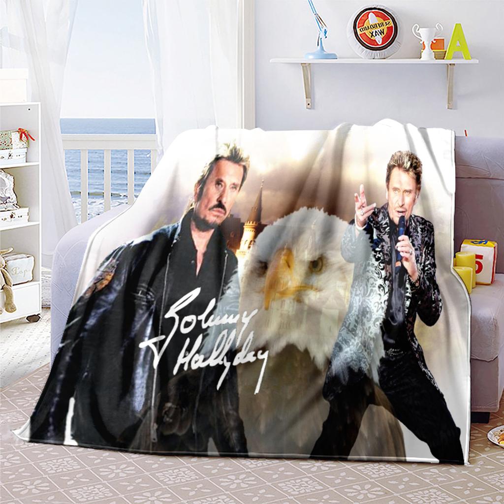 French legendary rock singer and actor Johnny Hallyday blanket soft home furnishing nap decoration four seasons warm Sherpa blanket U17