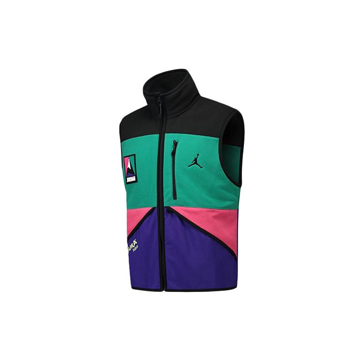 Jordan Vests Men s Black, Green & Purple Multicolor Stand Collar Moderate Urban Techwear CW5985-010 S