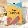 Classic motif S-Summer Beach Vibe Throw Lightweight 240g Flannel Blanket Soft Skin-friendly for Summer Cooling