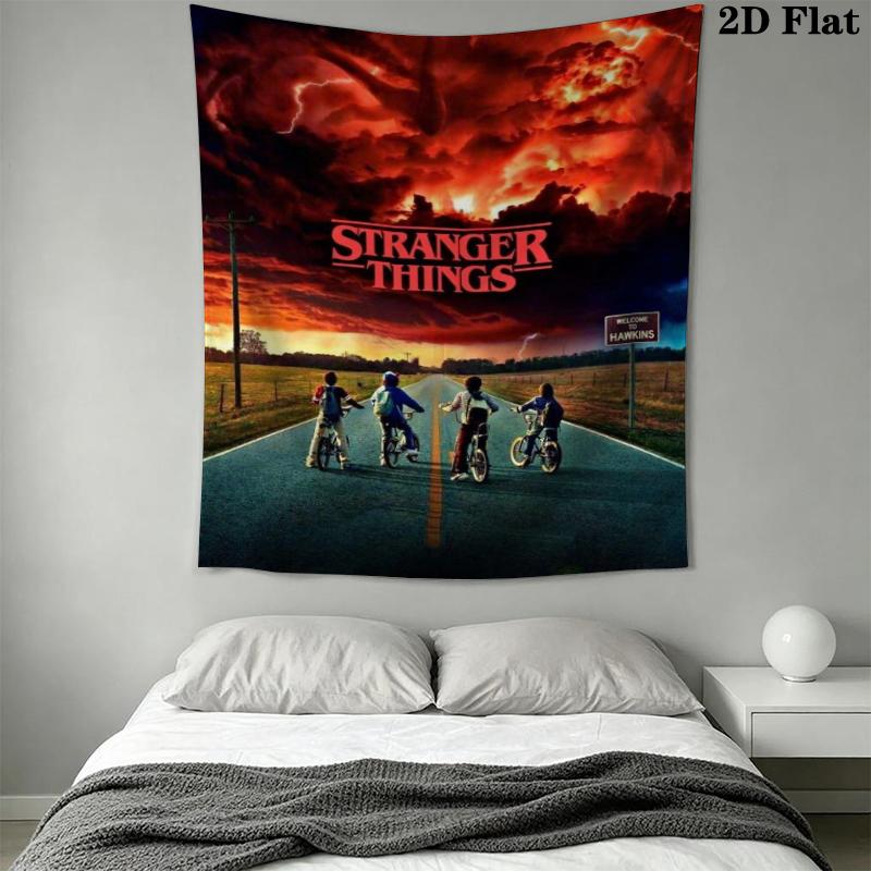 Stranger Things Wall Tapestry Aesthetic Wall Hanging Printed Fabric Blanket Decorative Tapestries for Bedroom Living Room Home Decor