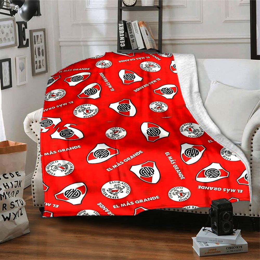 River Plate Club Badge All‑Over Print Flannel Blanket Soccer Fan Throw Blanket Soft Cozy Home Sofa Bed Decor for Football Supporters