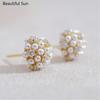 Korean Romantic Hydrangea Pearl Zircon Clip on Earrings for Woman Non Pierced Fashion Ear Clips Party Girl's Lady Jewelry Gift