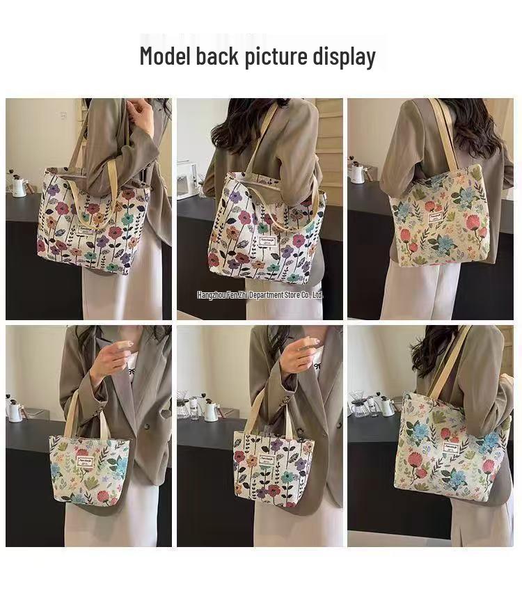 Canvas Tote Handbag - Small Summer Shoulder Bag for Women