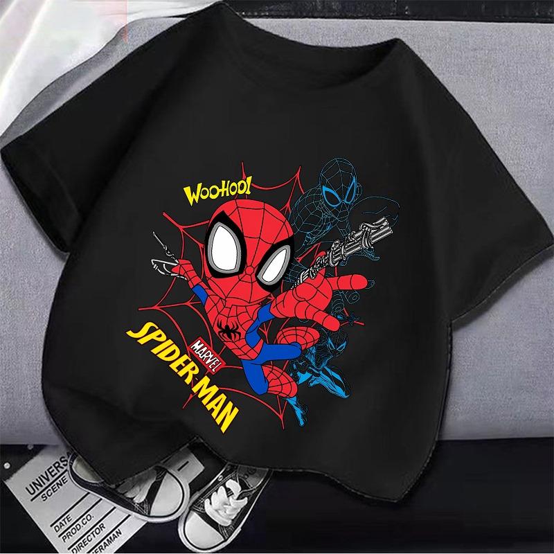 Boys and Girls 2026 Summer Children's T-shirt, Comfortable, Printed with Marvel Spider-Man Pattern