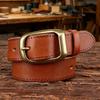 Men's Handmade Genuine Cowhide Leather Belt with Pin Buckle - Retro Casual for Students and Middle-aged Denim Styles