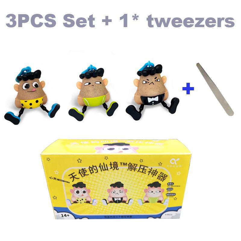 Novelty Plucking Blackhead Fidget Toys Cartoon Pulling Hair Beard Skin Picking Keychain Pimple Anti Stress for Kids Adults Gifts