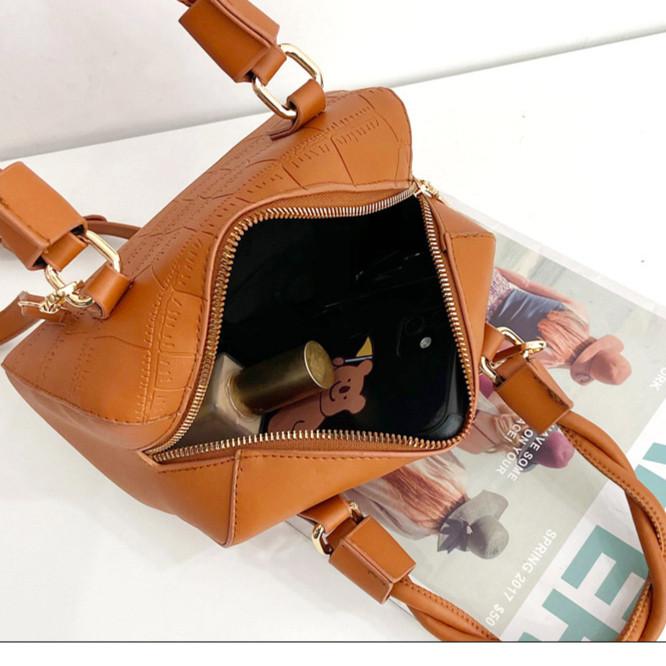 IELGY Fashion PU Embossed Stone Pattern Shoulder Bag Portable Crossbody Boston Pillow Bag