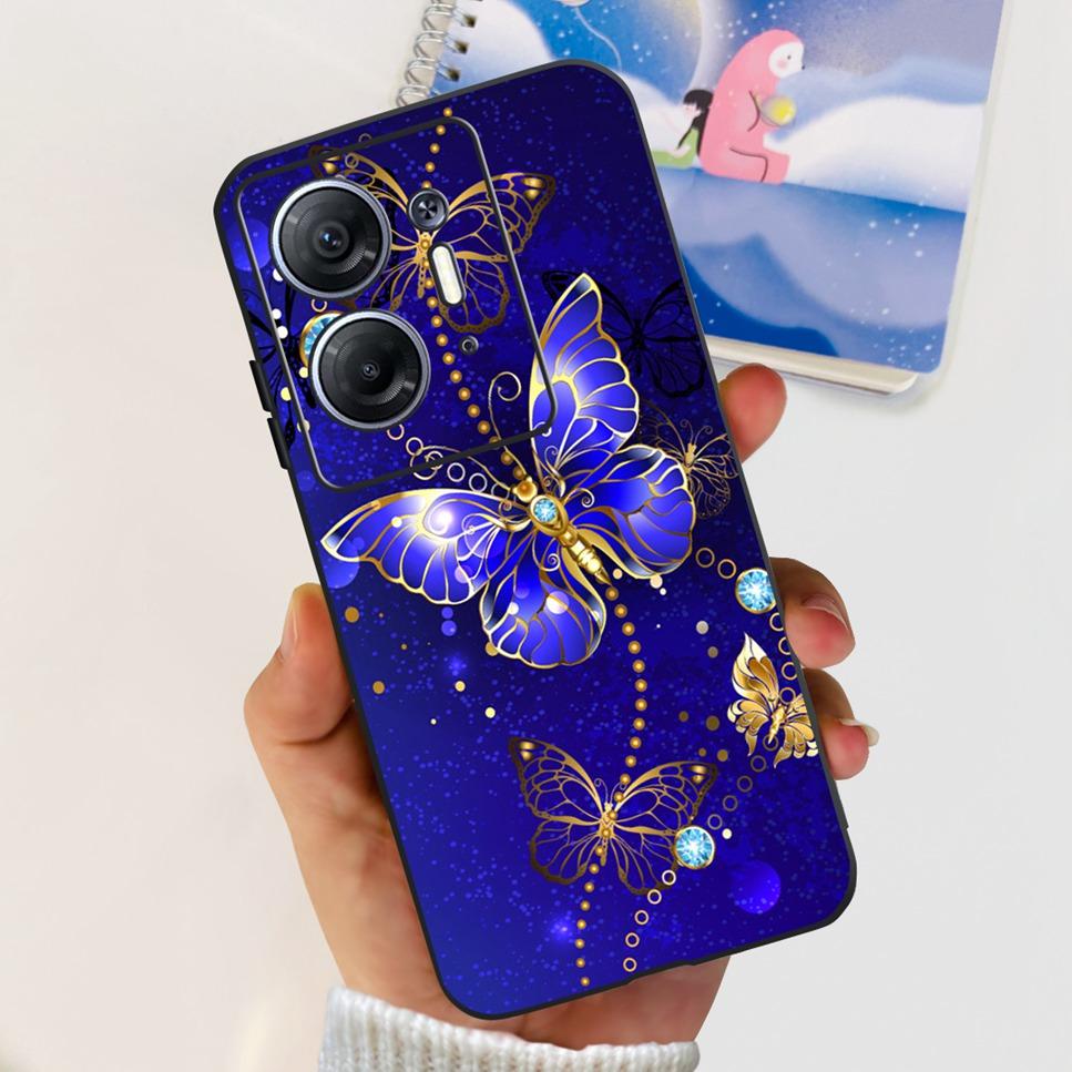 For Infinix Hot 30 5G 6.78" Case Flower TPU Soft Silicon Black Cover For Infinix HOT 30 Hot30 X6832 Astronaut Phone Cases Fundas
