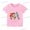 Powerpuff Girls T-Shirt Niedlich Cartoon Buchstaben A-Z Kinder Kurzarm T-Shirts Sommer T-Shirt Kinder Freizeit Oberteile Kleinkind Kleidung