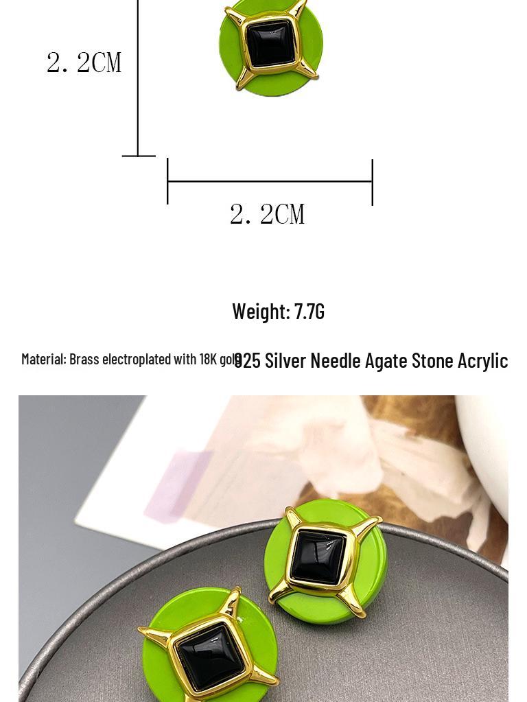 Ohrstecker aus schwarzem Achat-Acryl im koreanischen Stil - Elegant & Schlicht