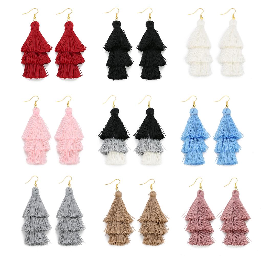 1 Pair Earring Style Jewelry Tassel Christmas Tree Bohemian Ear Earrings Dangle Exaggerated Accessories Women Vintage
