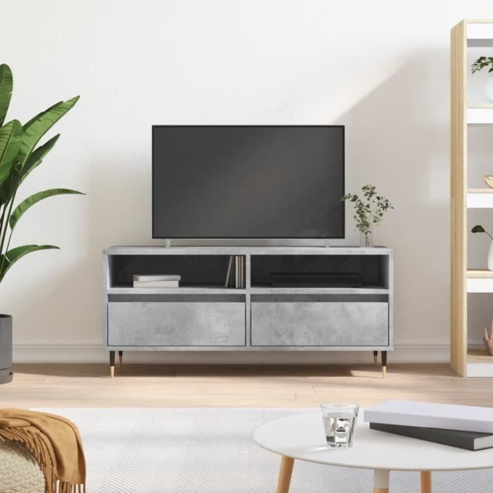 VidaXL Meuble TV gris béton 100x34,5x44,5 cm bois d'ingénierie 831232