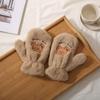 Cartoon gloves women's autumn and winter fleece thickened casual windproof cute tea tea bear warm plush full finger hanging neck