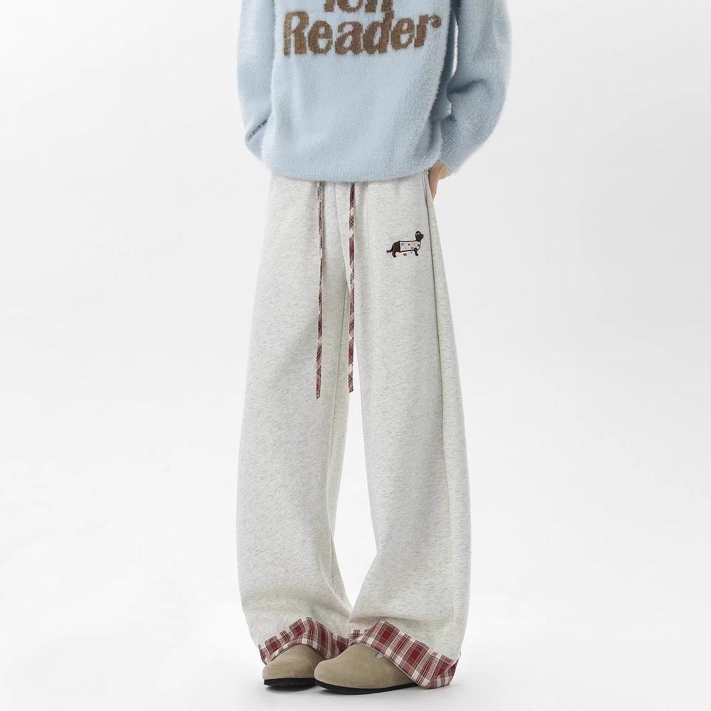 Women's Sporty Retro Wide-Leg Sweatpants, Cuffed, 2025 Design – Loose Fit for Autumn/Winter Casual Wear