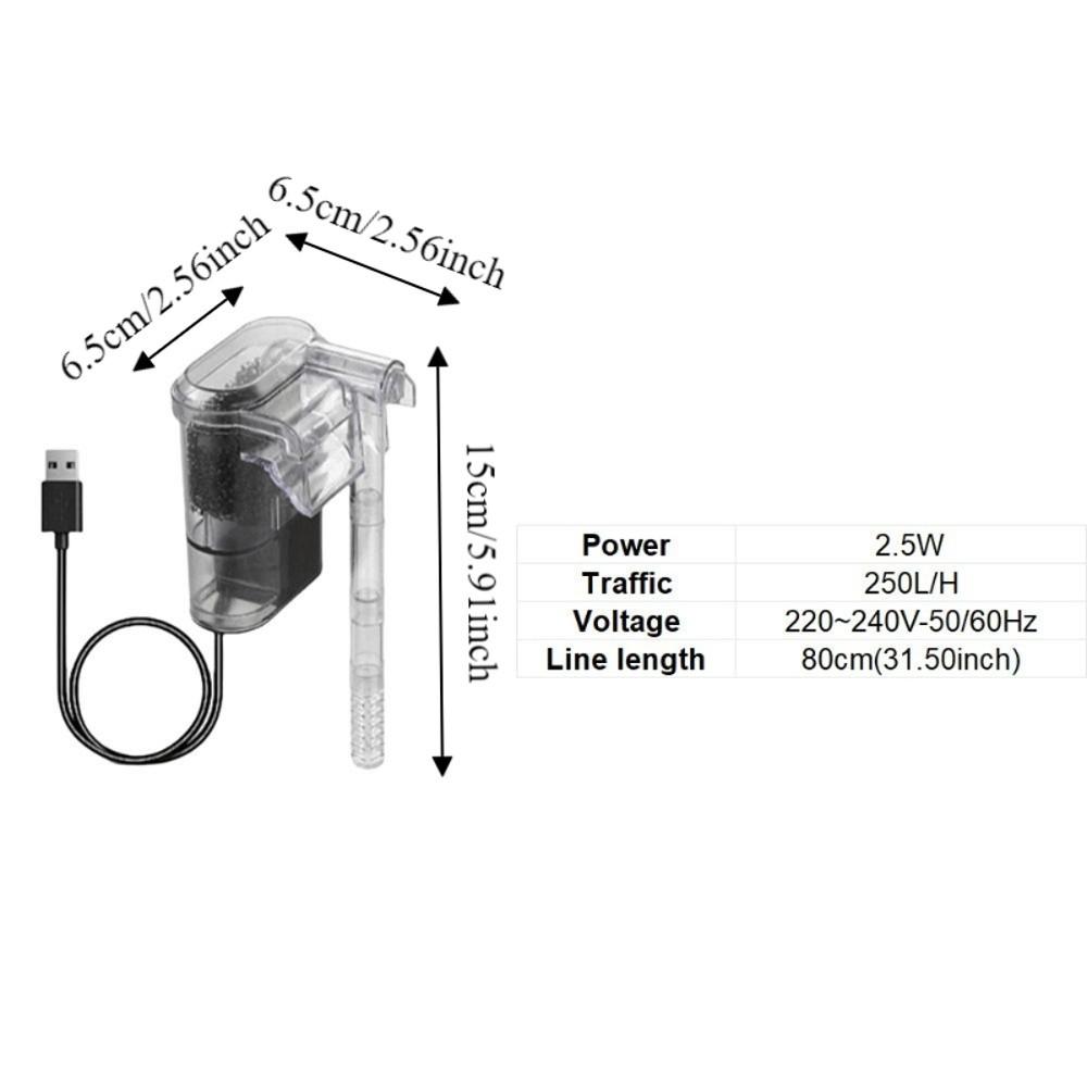 USB Plug Wall-hanging Filter Energy Efficient Silent Operation Mini Aquarium Filter Waterfall Filter Circulating System