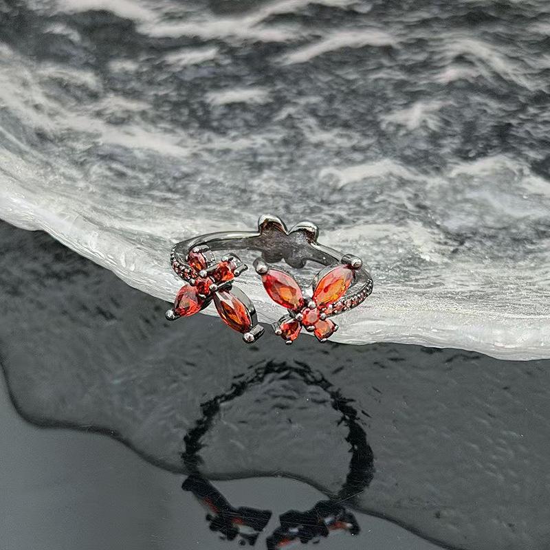 Color Series Butterfly Zir*****Pen Ring, High-End Exquisite Sweet And Cool Spice Girl Ring Accessories