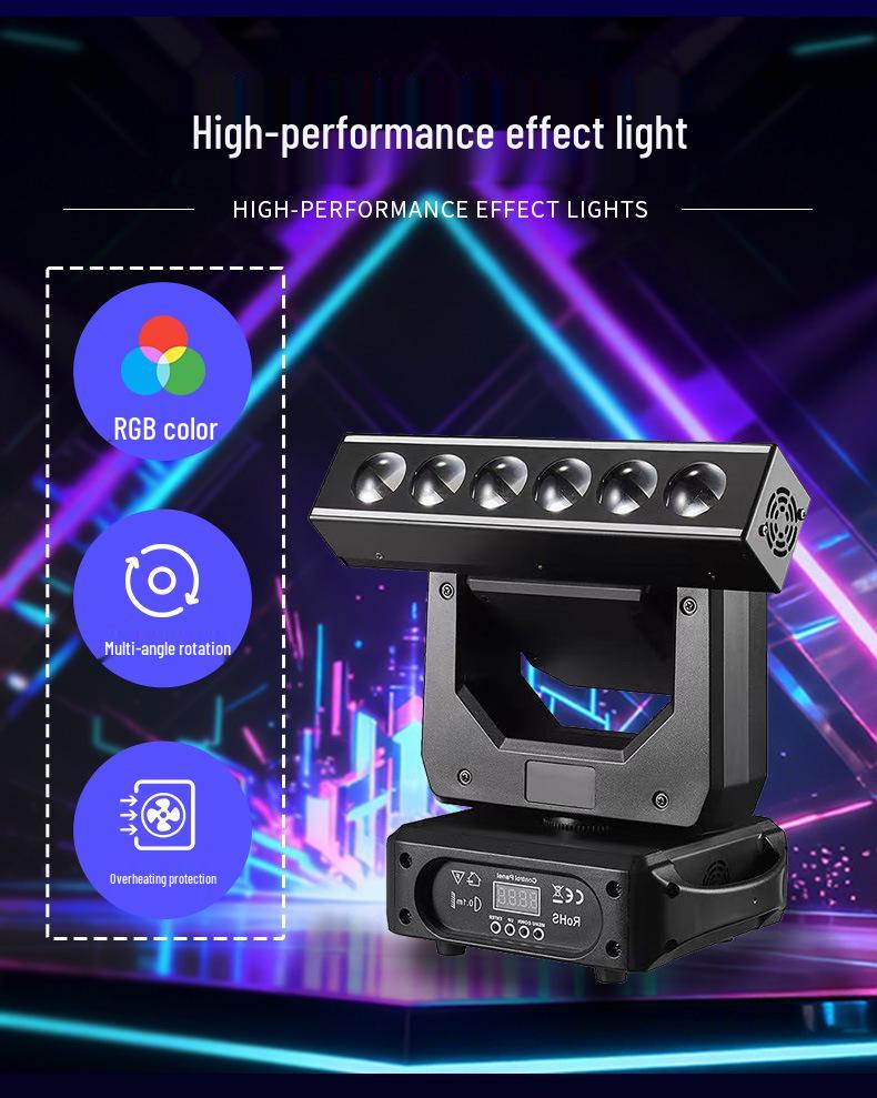 RGBW Wash Light Bar with 6 High-Brightness LEDs for Stage, KTV, Live Rooms & Background Ambiance