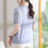 Mom's Summer Ice Silk Short-Sleeve Top for Middle-Aged Women